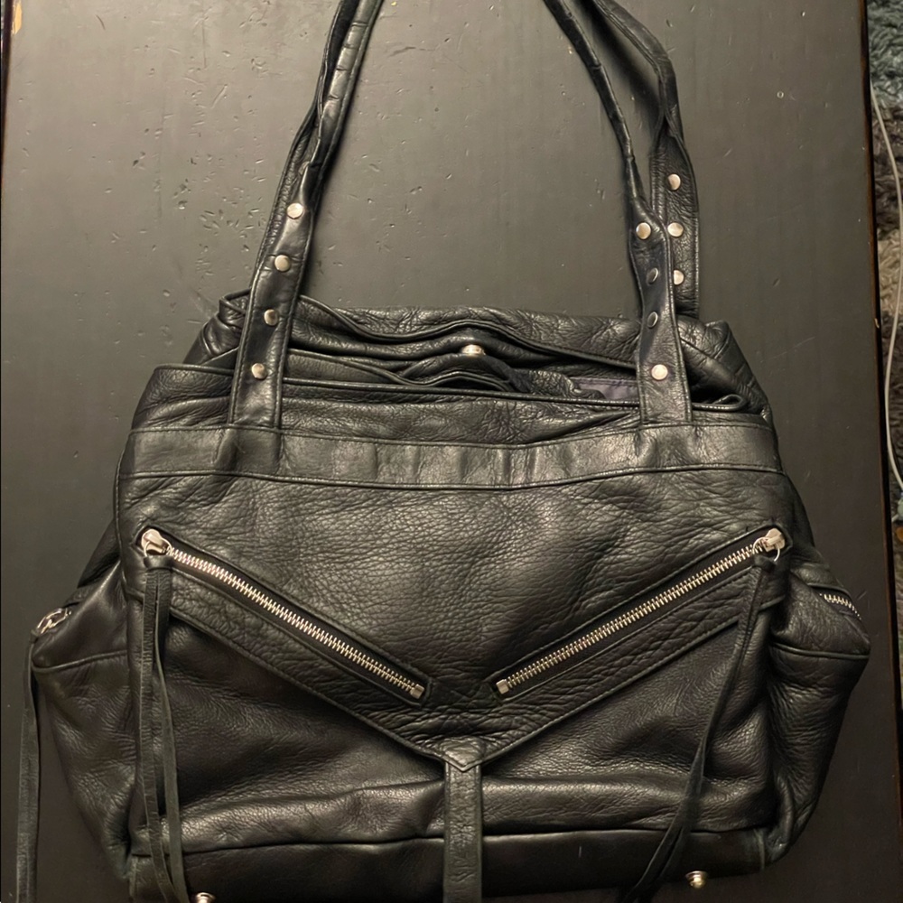 Iconic Botkier Trigger Moto Black Leather Satchel